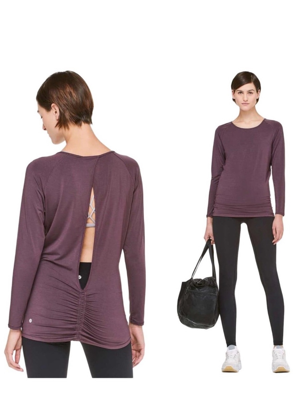Lululemon Deep Stretch Long Sleeve Cinch Arctic Plum Size 4 Open Keyhole Back